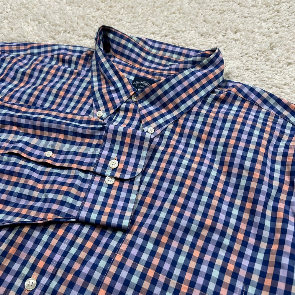 Brooks Brothers Button Down Shirt 3XLT Multi Color Check Non-Iron Cotton Tall